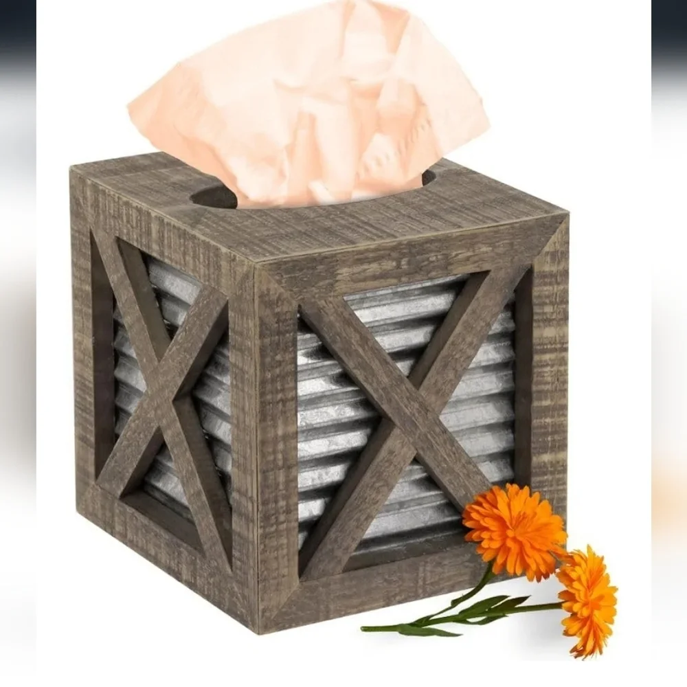 Rustic Wooden Tissue Box Holder New